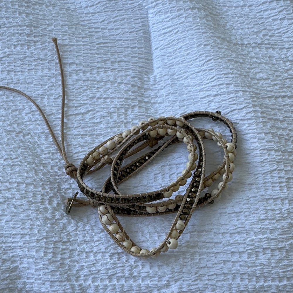 Chic Beaded Leather Wrap Bracelet